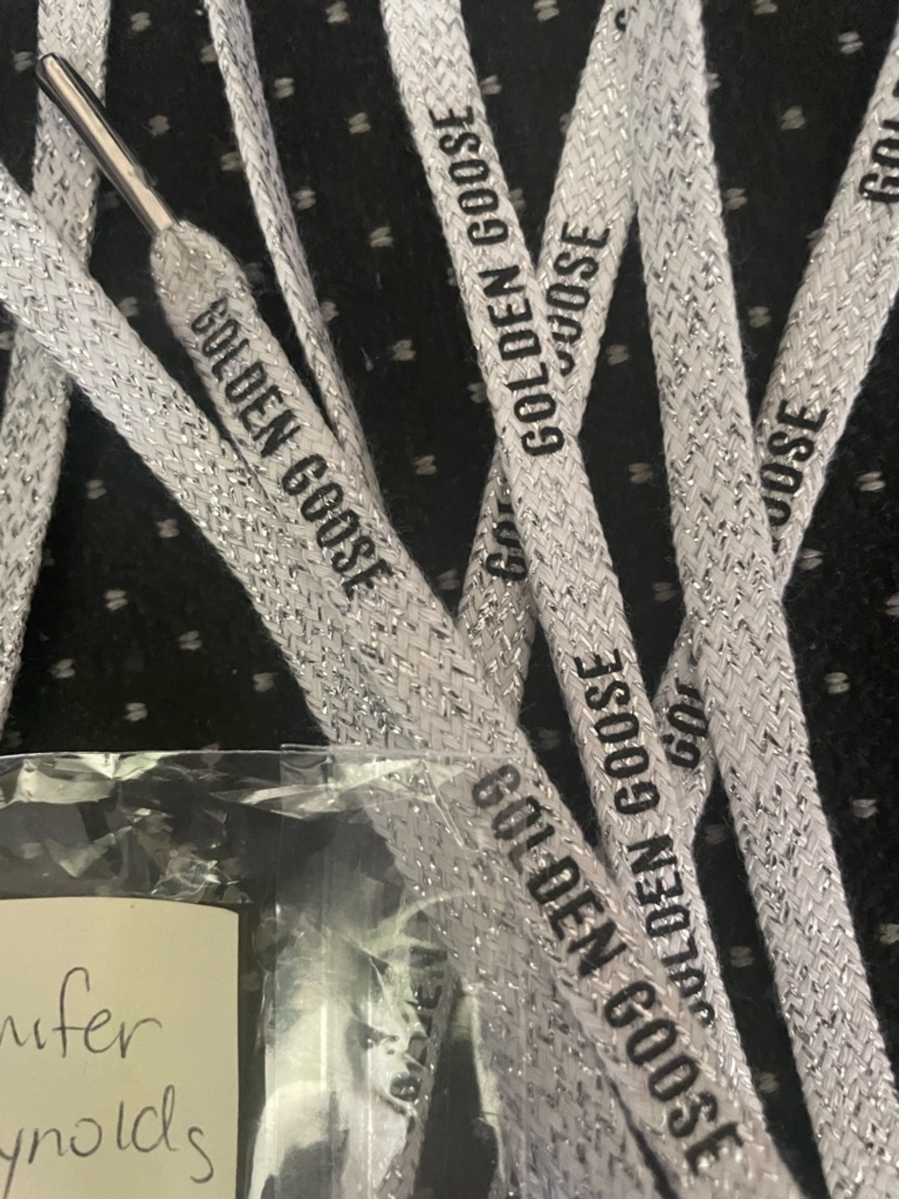 Golden Goose Silver Glitter Shoelaces - Picture 2 of 3